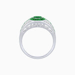 Load image into Gallery viewer, Art Deco Inspired Oval Cut Ring with Calibré Gemstone Halo and Diamond Accents