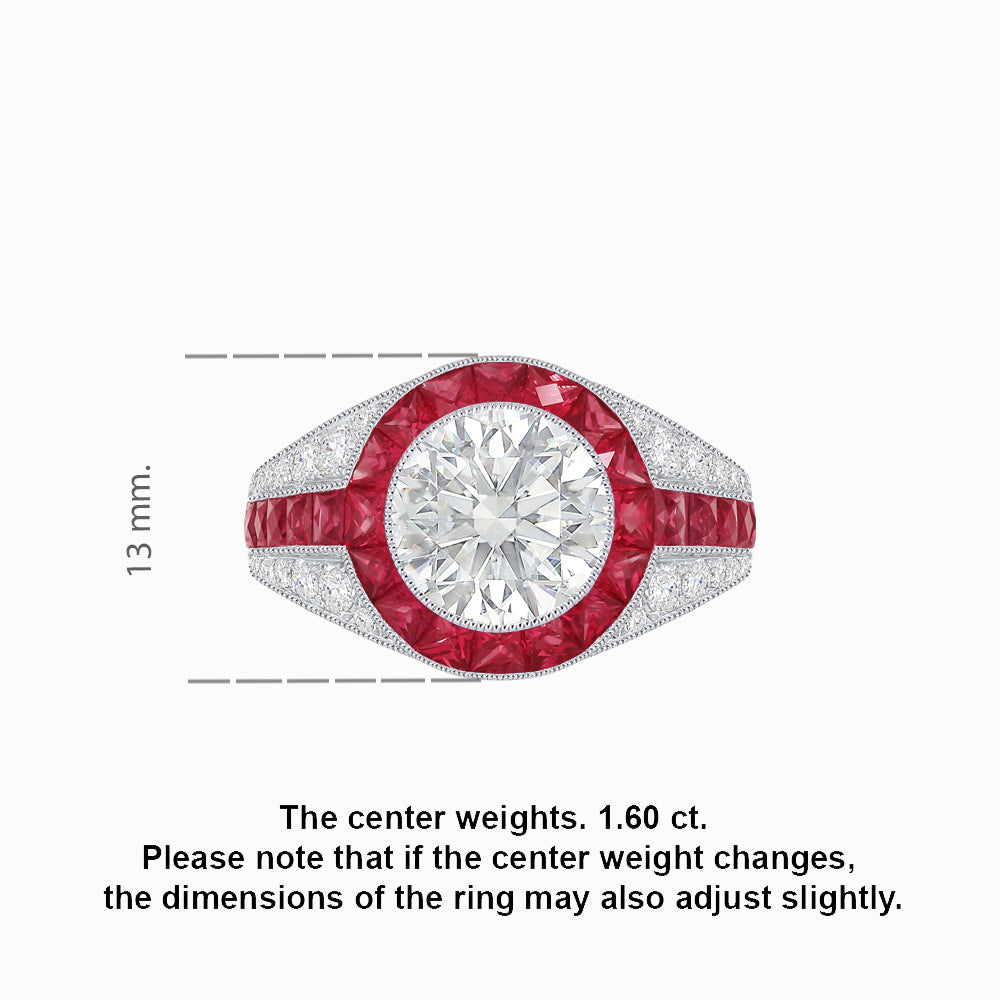Art Deco Inspired Domed Diamond Ring with Geometric Gemstone Inlay Geometric Elegance | Sculpted Setting | Customizable Center Stone