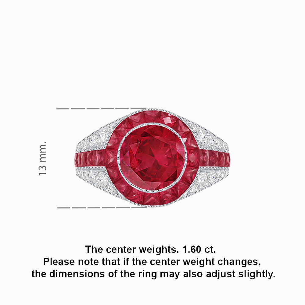 Art Deco Inspired Domed Diamond Ring with Geometric Gemstone Inlay Geometric Elegance | Sculpted Setting | Customizable Center Stone