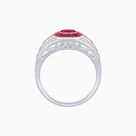 Load image into Gallery viewer, Art Deco Inspired Oval Cut Ring with Calibré Gemstone Halo and Diamond Accents