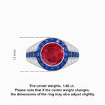 Load image into Gallery viewer, Art Deco Inspired Domed Diamond Ring with Geometric Gemstone Inlay Geometric Elegance | Sculpted Setting | Customizable Center Stone
