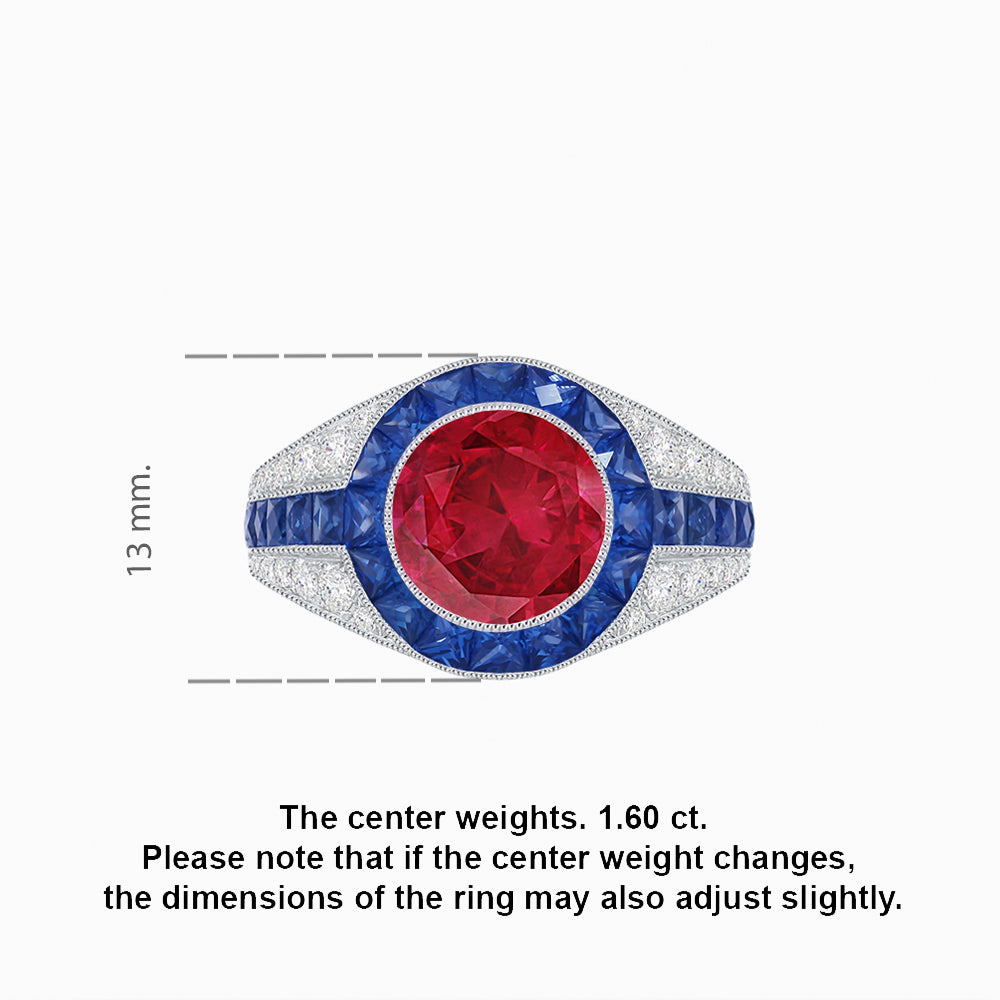Art Deco Inspired Domed Diamond Ring with Geometric Gemstone Inlay Geometric Elegance | Sculpted Setting | Customizable Center Stone