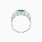 Load image into Gallery viewer, Art Deco Inspired Oval Cut Ring with Calibré Gemstone Halo and Diamond Accents