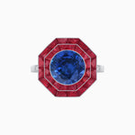 Load image into Gallery viewer, Timeless Art Deco Octagonal Halo Ring with Diamond and Gemstone (Mounting)