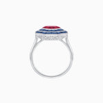 Load image into Gallery viewer, Timeless Art Deco Octagonal Halo Ring with Diamond and Gemstone (Mounting)
