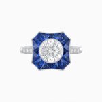 Load image into Gallery viewer, Art Deco Inspired Hexagon Halo Diamond Ring Geometric Elegance | Custom Center Stone | Vintage-Inspired Details