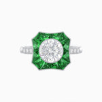 Load image into Gallery viewer, Art Deco Inspired Hexagon Halo Diamond Ring Geometric Elegance | Custom Center Stone | Vintage-Inspired Details
