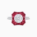 Load image into Gallery viewer, Art Deco Inspired Hexagon Halo Diamond Ring Geometric Elegance | Custom Center Stone | Vintage-Inspired Details