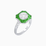 Load image into Gallery viewer, Art Deco Inspired Hexagon Halo Diamond Ring Geometric Elegance | Custom Center Stone | Vintage-Inspired Details