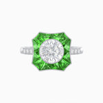 Load image into Gallery viewer, Art Deco Inspired Hexagon Halo Diamond Ring Geometric Elegance | Custom Center Stone | Vintage-Inspired Details