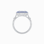 Load image into Gallery viewer, Art Deco-Inspired Round Halo Mounting with French-Cut Gemstone Accents Custom Center Stone | Hand-Applied Milgrain | Vintage Elegance