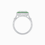 Load image into Gallery viewer, Art Deco-Inspired Round Halo Mounting with French-Cut Gemstone Accents Custom Center Stone | Hand-Applied Milgrain | Vintage Elegance