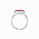 Load image into Gallery viewer, Art Deco-Inspired Round Halo Mounting with French-Cut Gemstone Accents Custom Center Stone | Hand-Applied Milgrain | Vintage Elegance