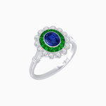 Load image into Gallery viewer, Vintage Inspired Oval French-Cut Double Halo Floral Ring