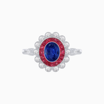 Load image into Gallery viewer, Vintage Inspired Oval French-Cut Double Halo Floral Ring
