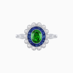 Load image into Gallery viewer, Vintage Inspired Oval French-Cut Double Halo Floral Ring