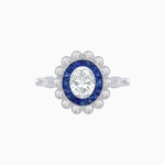 Load image into Gallery viewer, Vintage Inspired Oval French-Cut Double Halo Floral Ring