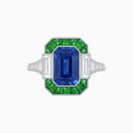 Load image into Gallery viewer, Art Deco Style French Cut Sapphire Ring With Gemstone