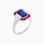 Load image into Gallery viewer, Art Deco Style French Cut Sapphire Ring With Gemstone