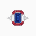 Load image into Gallery viewer, Art Deco Style French Cut Sapphire Ring With Gemstone