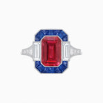 Load image into Gallery viewer, Art Deco Style French Cut Sapphire Ring With Gemstone