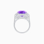 Load image into Gallery viewer, Art Deco Style Emerald Cut Semi-Precious Gemstone Ring with Octagonal Diamond Halo