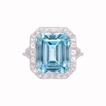 Load image into Gallery viewer, Art Deco Style Emerald Cut Gemstone Ring with Baguette Diamond Halo