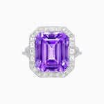 Load image into Gallery viewer, Art Deco Style Emerald Cut Gemstone Ring with Baguette Diamond Halo