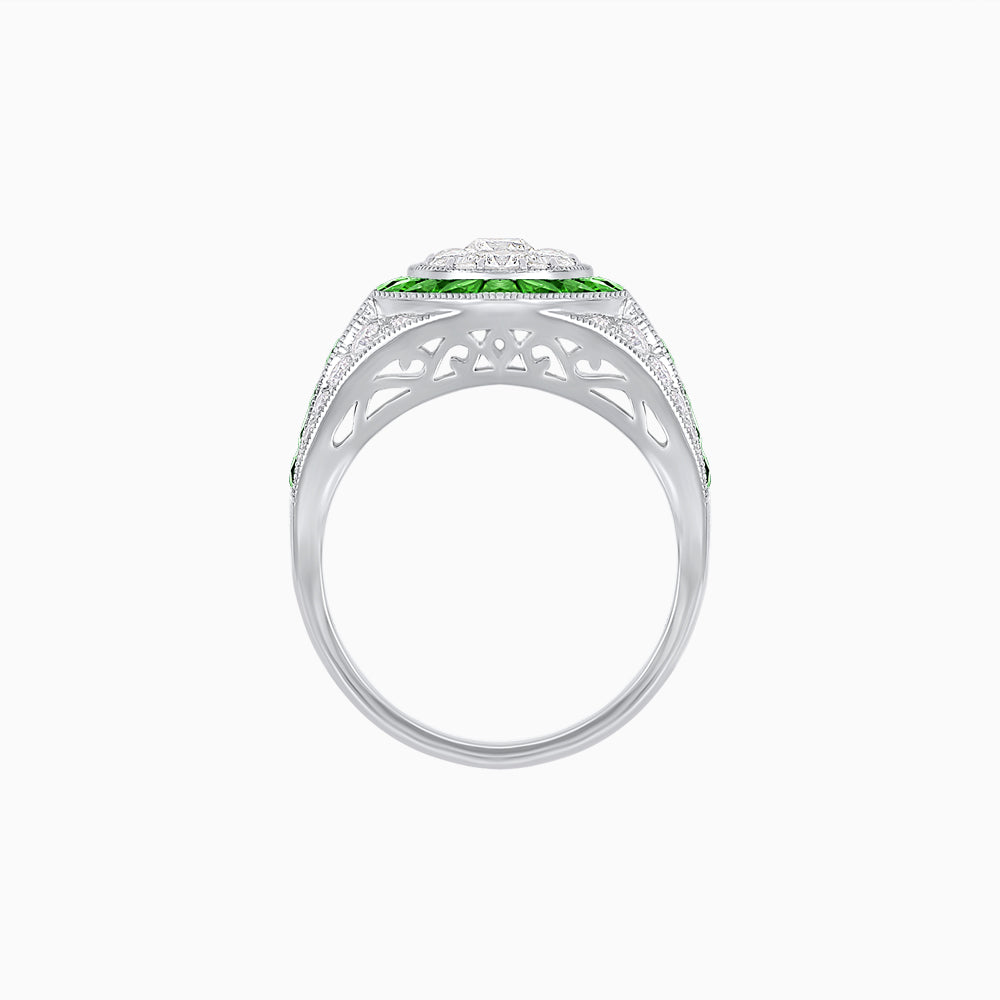 Antique Inspired illusion Engagement Ring