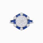 Load image into Gallery viewer, Art Deco Inspired Hexagon Halo Ring In Illusion Setting