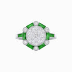 Load image into Gallery viewer, Art Deco Inspired Hexagon Halo Ring In Illusion Setting