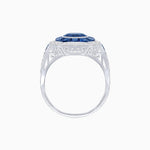 Load image into Gallery viewer, Art Deco Inspired Round Center Octagonal Calibré-Cut Halo Engagement Ring