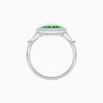 Load image into Gallery viewer, Art Deco Inspired Emerald Cut Halo Ring with Calibré Gems