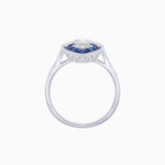 Load image into Gallery viewer, Art Deco Inspired Oval Cut Center Ring with Calibré-Cut Gemstone Navette Halo