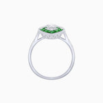 Load image into Gallery viewer, Art Deco Inspired Oval Cut Center Ring with Calibré-Cut Gemstone Navette Halo