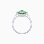 Load image into Gallery viewer, Art Deco Inspired Oval Cut Center Ring with Calibré-Cut Gemstone Navette Halo