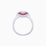 Load image into Gallery viewer, Art Deco Inspired Oval Cut Center Ring with Calibré-Cut Gemstone Navette Halo