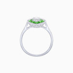 Load image into Gallery viewer, Art Deco Inspired Oval Cut Center Ring with Calibré-Cut Gemstone Navette Halo