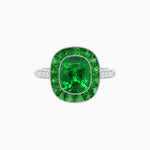 Load image into Gallery viewer, Art Deco Cushion Cut Ring with French-Cut Gemstone Halo and Diamond Accents