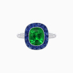 Load image into Gallery viewer, Art Deco Cushion Cut Ring with French-Cut Gemstone Halo and Diamond Accents