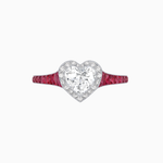 Load image into Gallery viewer, Art Deco Inspired Bezel-Set Heart Halo Ring with Calibré Gemstone Shoulders