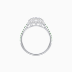 Load image into Gallery viewer, Art Deco Inspired Bezel-Set Heart Halo Ring with Calibré Gemstone Shoulders