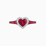 Load image into Gallery viewer, Art Deco Inspired Bezel-Set Heart Halo Ring with Calibré Gemstone Shoulders