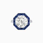 Load image into Gallery viewer, Art Deco Inspired Round Cut Cocktail Ring with Calibré Gemstone Halo
