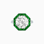 Load image into Gallery viewer, Art Deco Inspired Round Cut Cocktail Ring with Calibré Gemstone Halo