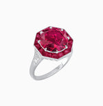 Load image into Gallery viewer, Art Deco Inspired Round Cut Cocktail Ring with Calibré Gemstone Halo