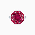Load image into Gallery viewer, Art Deco Inspired Round Cut Cocktail Ring with Calibré Gemstone Halo