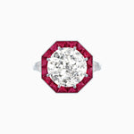 Load image into Gallery viewer, Art Deco Inspired Round Cut Cocktail Ring with Calibré Gemstone Halo