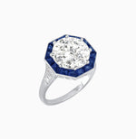 Load image into Gallery viewer, Art Deco Inspired Round Cut Cocktail Ring with Calibré Gemstone Halo