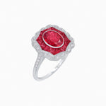 Load image into Gallery viewer, Oval-Cut Art Deco Floral Radiance Ring with Diamond and Gemstone